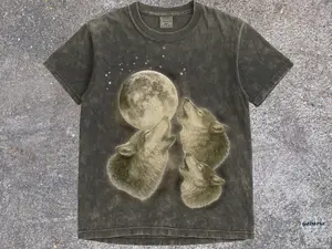 Howling Wolves Moon T-Shirt, Vintage Graphic Tee, Night Sky Wolf Graphic Tee, Comfort Colors Shirt, Three Wolves Moon Shirt, Vintage Grunge Wolves Shirt
