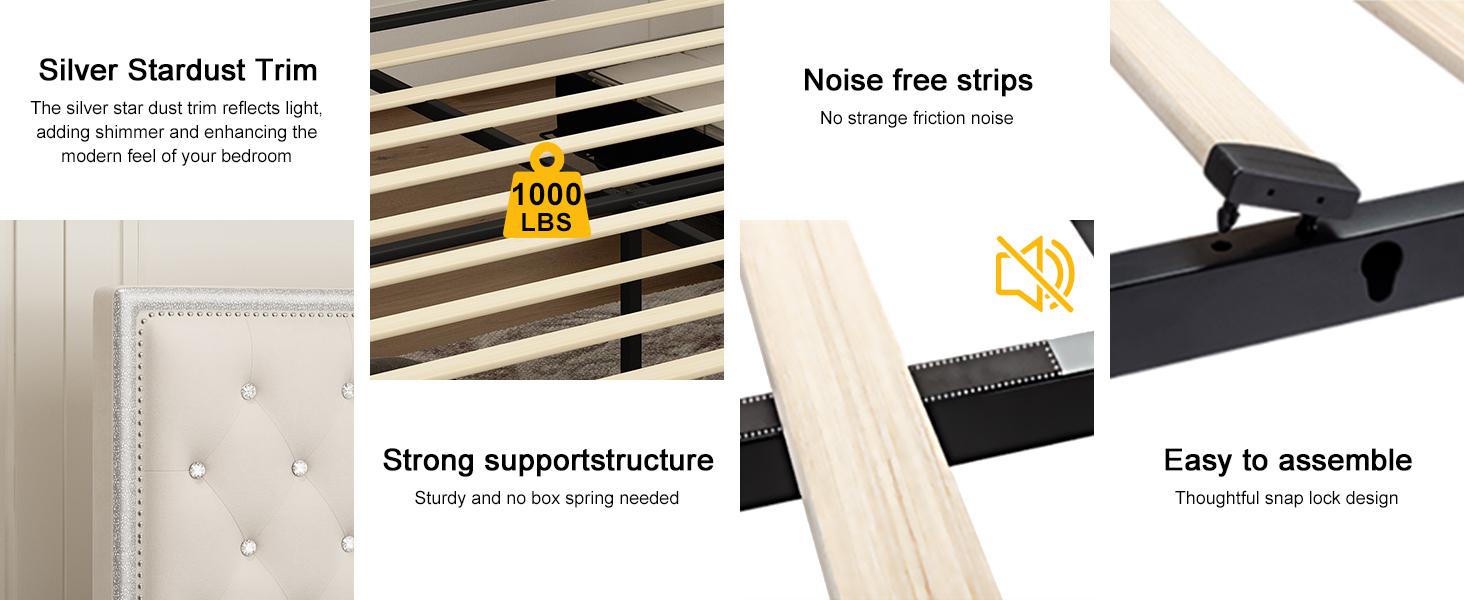 GEGOFORU Queen LED Galaxy Bed Frame with Projector, Bluetooth Speakers & USB Charging, RGB Lighting, White Velvet Upholstered Platform Bed, No Box Spring Needed