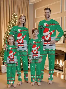 Christmas, practical personal clothing for multiple occasions, family gatherings, round neck, long-sleeved suits, Print, Christmas party suits, family suits, fashionable parent-child clothing