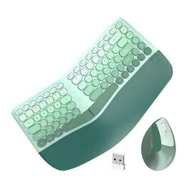 ProtoArc EK01 Plus Ergonomic Keyboard & EM11 Vertical Mouse - Wireless Green Set