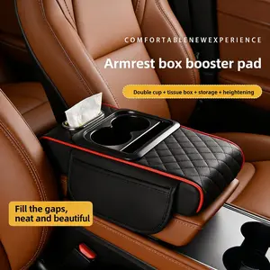 Car Console Riser Pad, Central Console Cushion, Car Armrest Box, Paper Towel Holder Bag, Car Tissue Box, Cup Rack, Integrated Cup Holders, Four-In-One Car Accessory, 1pcs