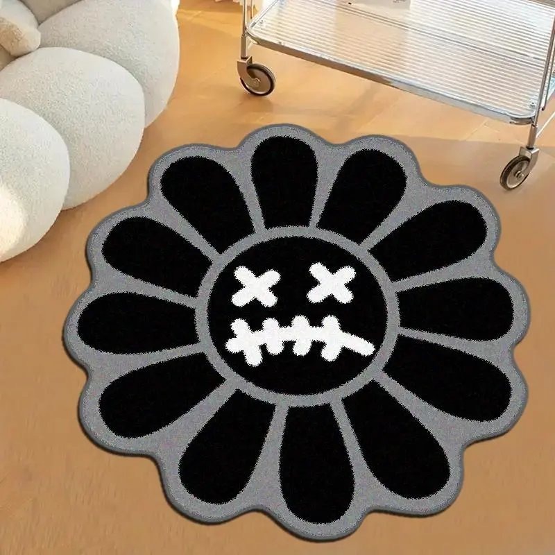 Sunflower Pattern Carpet, Modern Style Washable Non-Slip Area Rug Flower Area Rugs for Living Room Bedroom Sofa Bedside Home Decor