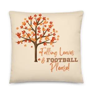 Falling Leaves and Football Pillow | Fall Pillow | Autumn Decor | Fall and Leaves Pillow | Porch Pillow | Farmhouse Decor | Farmhouse Pillow