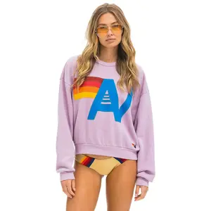 LOGO STITCH RELAXED CREW SWEATSHIRT - MAUVE
