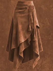 Vintage Irregular Hem Skirt, Retro Style Half Body Dress, Unique Design for Women, Perfect for Casual and Party Wear