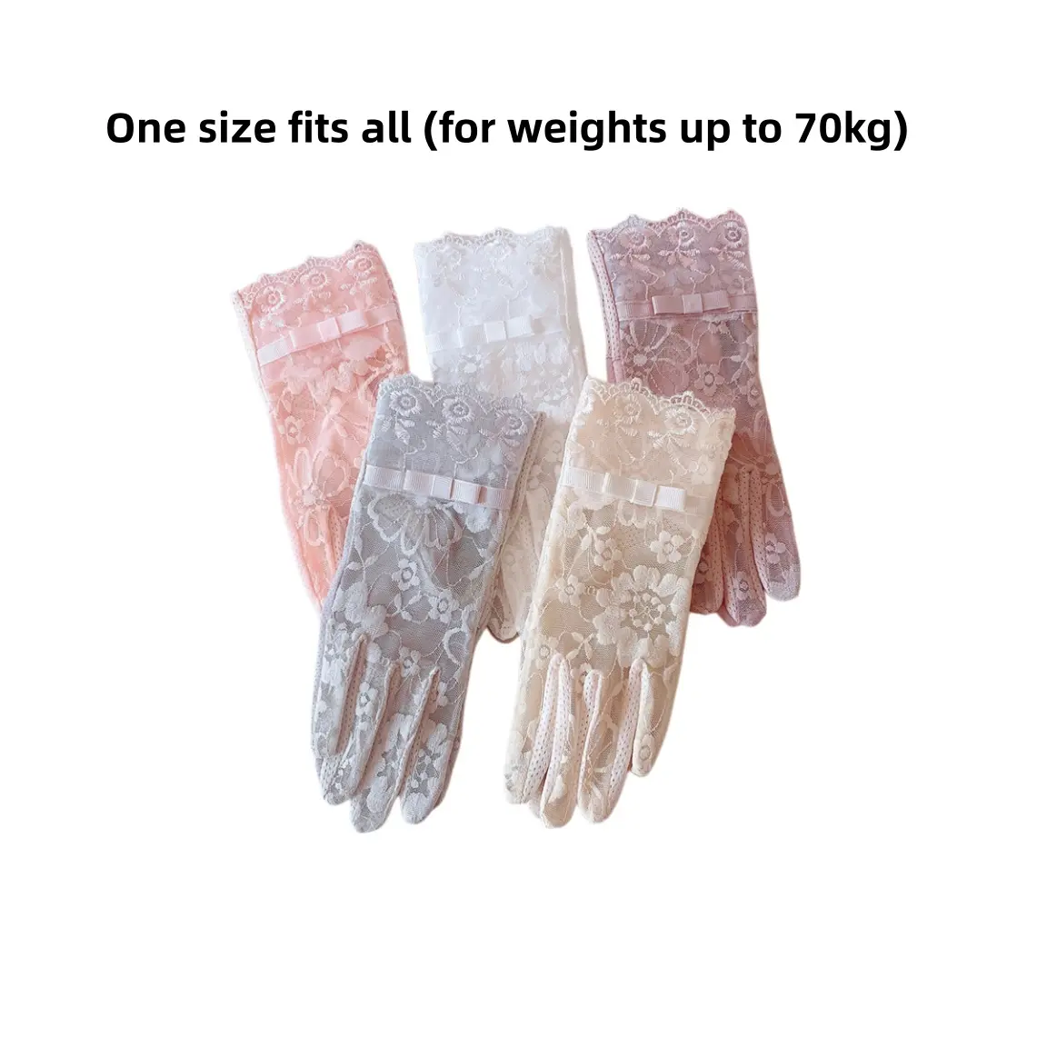 Women's Sun Protection Gloves, Elegant Floral Lace Design with Bow Decor, Breathable Touchscreen Anti-Slip Gloves for Driving, Fashion Accessory for Summer Events, No