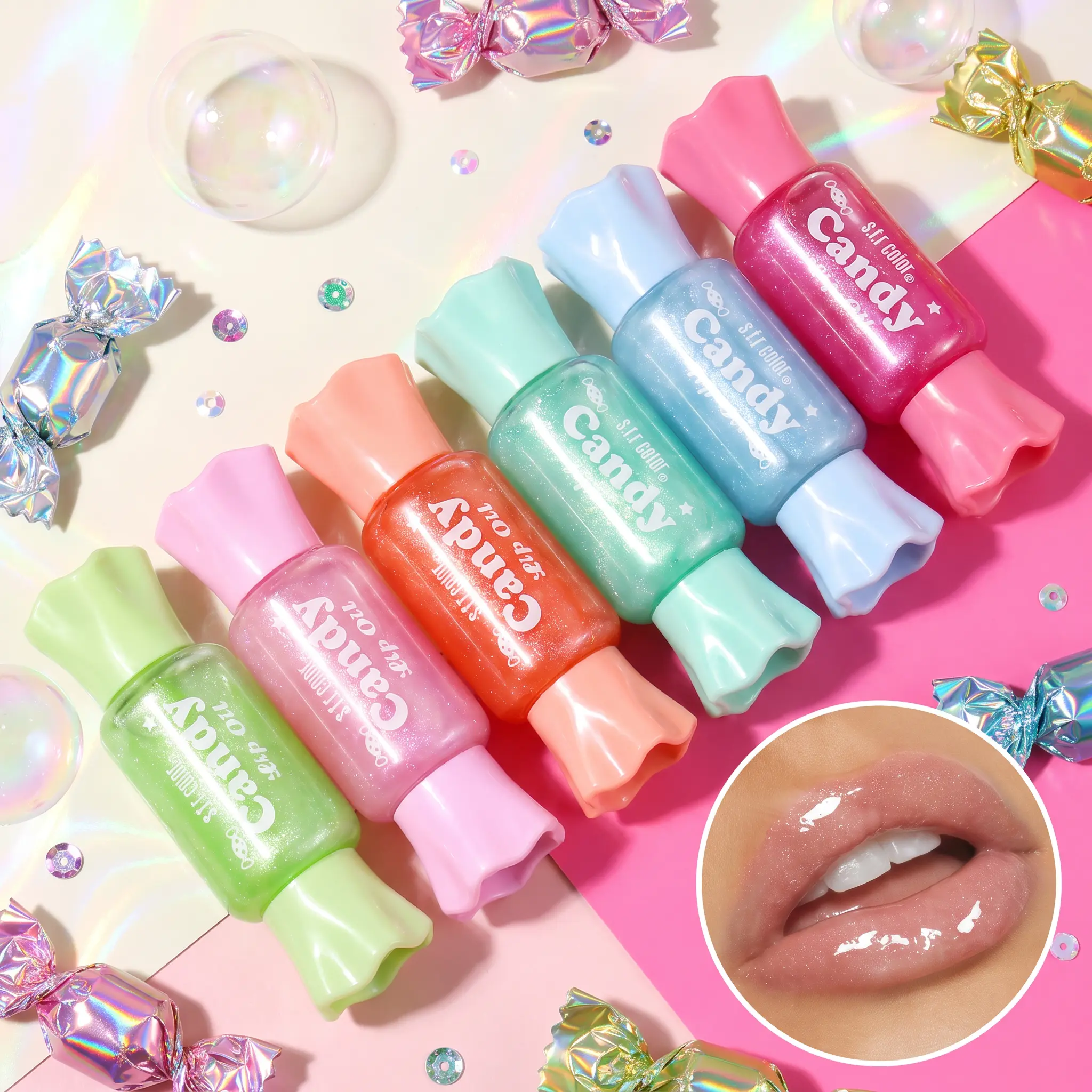s.f.r Candy Shimmer Lip Oil - Glossy, Transparent Glitter Cosmetic that Plumps Lips, Moisturizes, and Delivers Long-Lasting Hydration for Girls, Plump Lips lip combo lip gloss