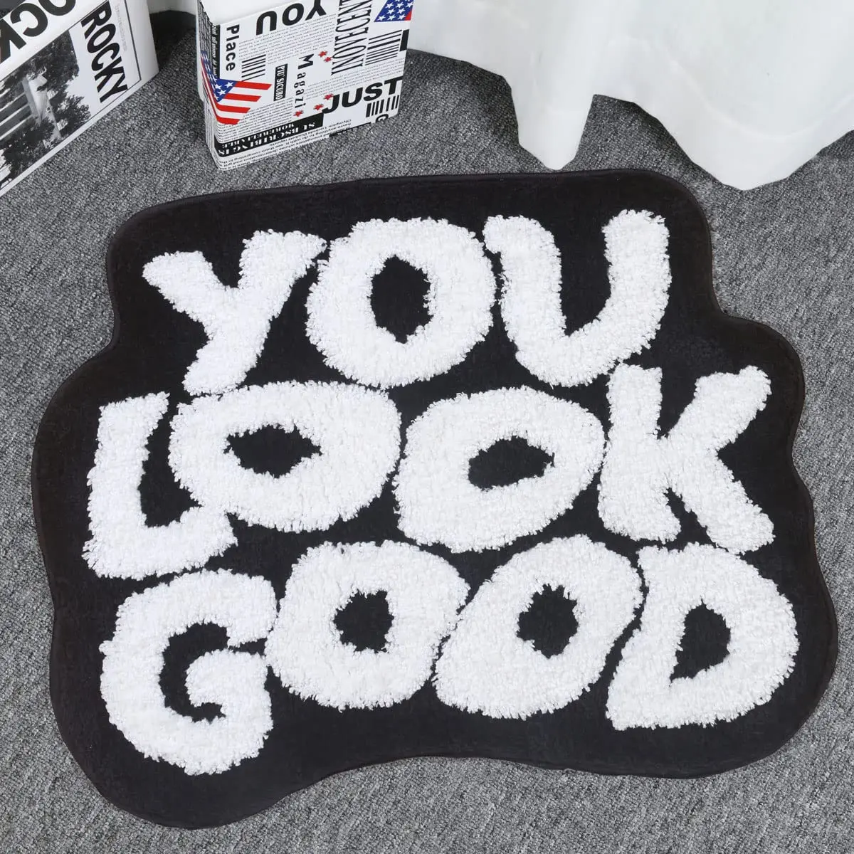 You Look Good washable, non-slip home decor rug; indoor rug suitable for bedrooms and living rooms holiday and party supplies; a home essential; living room rug