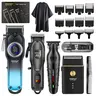 Men's Professional 5-Piece Cordless 2-in-1 Barber Hair Clippers & Trimmers Set - USB Charging, Precision Cut, ABS Body, Storage Box, Comb, Guide Comb, Cape, All Hair Types Grooming Tool, Mens Gifts Option,techvibes