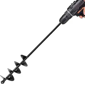 Auger Drill Bit 2x14.6inch Garden Plant Flower Bulb Auger for 3/8" Hex Drive Earth Drill Fence Post Umbrella Hole Digger
