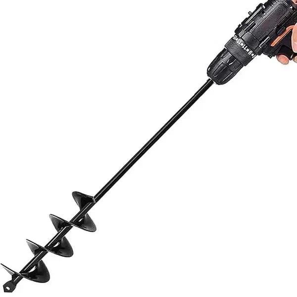 Auger Drill Bit 2x14.6inch Garden Plant Flower Bulb Auger for 3/8" Hex Drive Earth Drill Fence Post Umbrella Hole Digger
