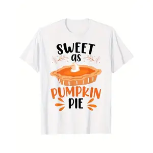 Sweet As Pumpkin Pie |   Funny Thanksgiving T-Shirt, 100% Cotton, Gifts for Men Dad Husband Grandpa, S-XXXL, White