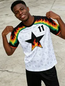 Ghana Theme Sporty T-Shirt, African Totem Geometric Print, Breathable Short Sleeve, Streetwear/casual/ootd, Unisex Design, Fitness Athletic Streetwear, Breathable Sports Wear