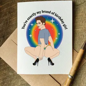 Funny Twilight Edward Fan Birthday Card, Brand Of Birthday Girl Card, Humor Gift Card Book n Movie Fan