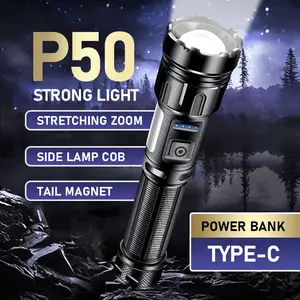 1 Powerful Tactical Rechargeable LED Flashlight - 7-Mode High Brightness, COB Work Light, Handheld Design - Perfect for Emergency Situations, Hiking, Camping, and Outdoor Adventures flashlight flashlight  1000000 lumens