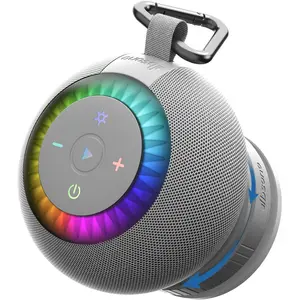 Shower Speaker   Portable: 360? Surround Sound, IPX7 Suction Cup Removable with Vacuum Exhaust Knob, 2 IN1, RGB Lights, BT5.4, TWS, Pool/Beach/Kayak, Gifts for Adults Teens(Grey)