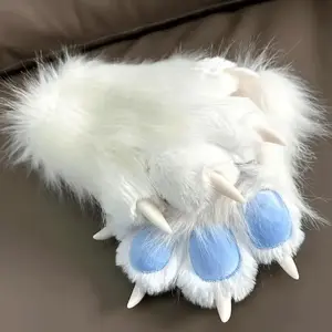 Soft Polyester Adorable Plush Cat Paw Gloves - Perfect for Cosplay & Stage Performances(Sheet)