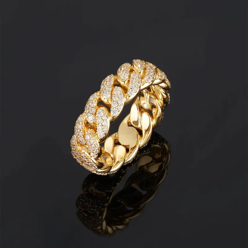 1PC ICED CHICS Cuban Link Style Hip Hop Ring, Iced Out Double-Row Cubic Zirconia Chunky Band Ring for Men & Women, Streetwear Ring, Fashion Rings, Birthday, Anniversary & Valentine's Gift