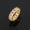 1PC ICED CHICS Cuban Link Style Hip Hop Ring, Iced Out Double-Row Cubic Zirconia Chunky Band Ring for Men & Women, Streetwear Ring, Fashion Rings, Birthday, Anniversary & Valentine's Gift