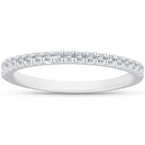 1/4 cttw Diamond Stackable Womens Wedding Ring 10k White Gold