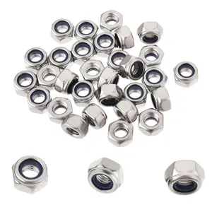 50 count M6 Locknuts Metric Nylon Inserted Hex Lock Nuts Self-Lock Nylon Insert M6x1mm 304 Stainless Steel Self Locking 10mm Hex Nut Driver Nut for Patio Furniture M6