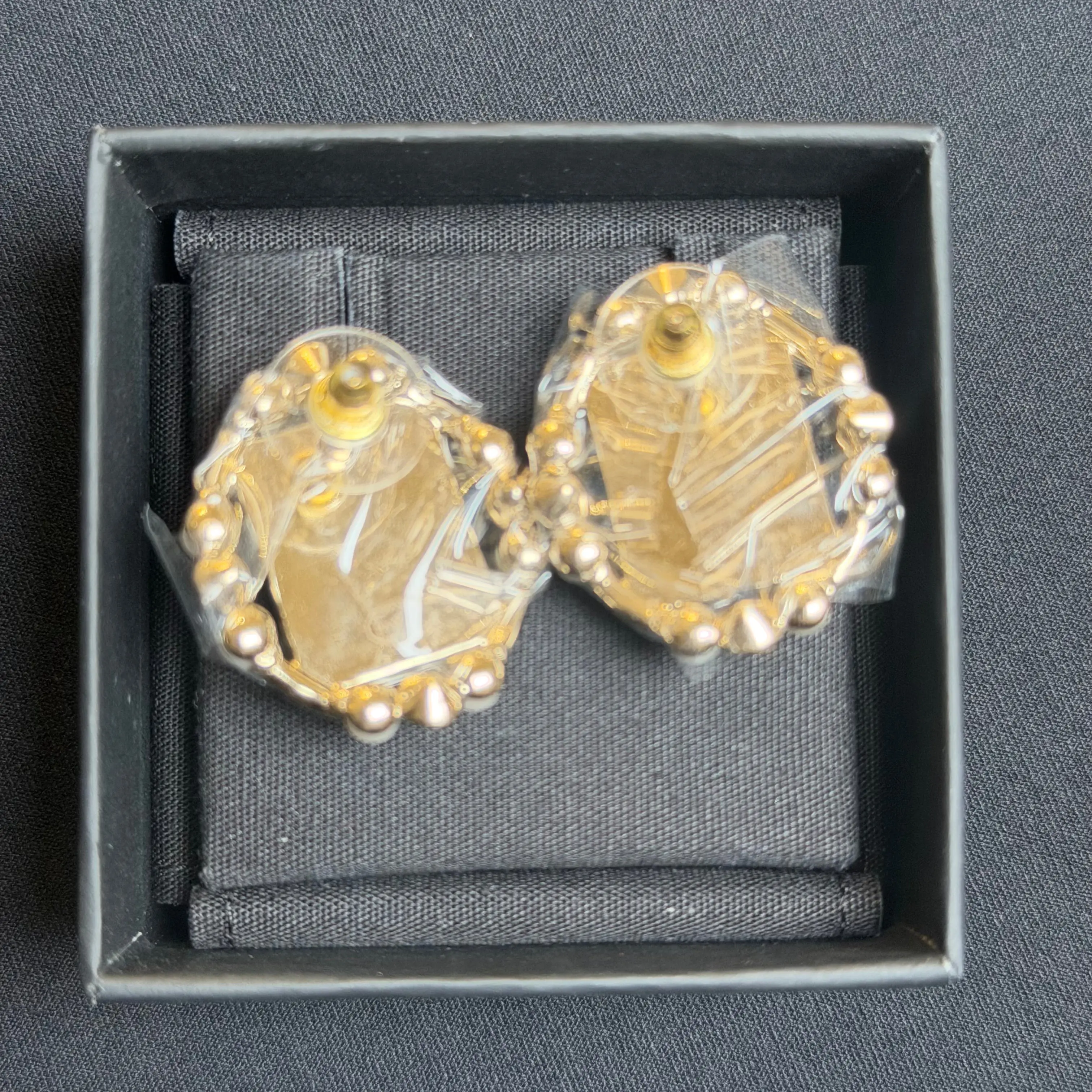 Pre-owned Chanel Pearl & Crystal CC Medallion Stud Earrings