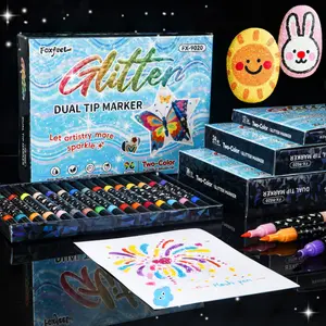 24/48/72/96 Colors Glitter Effect Brush Markers,Dual Tip Dual Color 1-5mm Soft Brush Shimmer Marker for Doodle Writing, Glitter Art Crafts Adults DIY Crafts Greeting Christmas Cards Making, Art Supplies