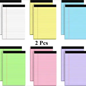 2Pcs Small Legal Pads 5x8 Colored Note Pads Paper College Ruled Notepad Clear Print Writing Pads 5 x 8 Legal Pads Perforated Narrow Ruled Pads of Paper