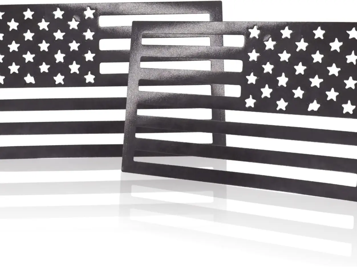 American Flag Car Magnet Decal (2-Pack) - 6.1" x 3.7" Reflective USA Flag Magnets for Cars, Trucks & SUVs | Patriotic Stars & Stripes | Happy Independence Day 4th of July Decorations | Support US Military (Black)