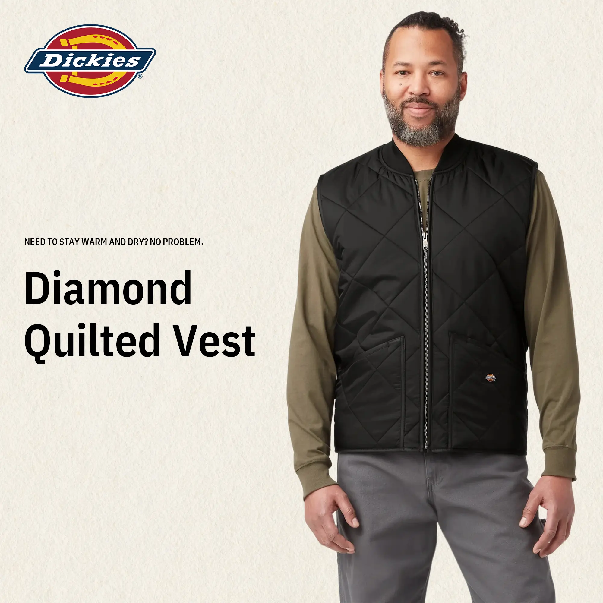 Dickies | Diamond Quilted Vest,Utility Pockets,Water Resistant,Workwear Streetwear Casual