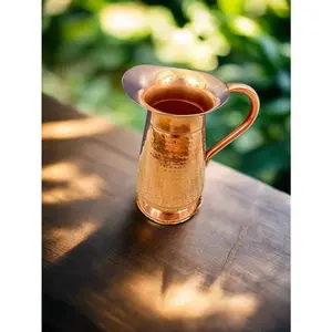 Handmade Hammered Mughlai Design Copper Jug