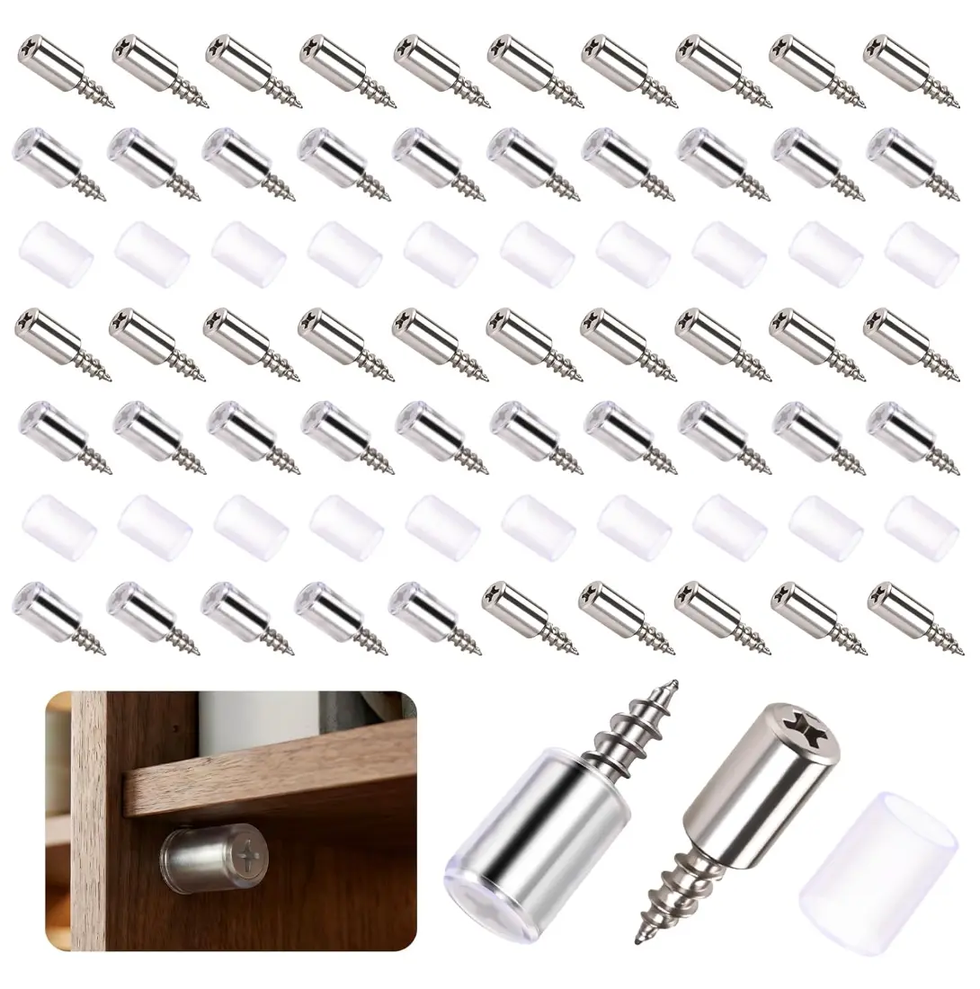 120 Pcs Self Tapping Shelf Support Screws, Heavy Duty Cabinet Shelf Pegs with Non-Slip Sleeves, Storage Rack Fixing Hardware for Garage, Workshop, Outdoor Gear Storage & Home Organization