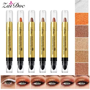 6-Color Double-Headed Eyeshadow Highlight Sticks Glittery Creamy for Quick Eye Makeup Touch-Ups Versatile & Convenient