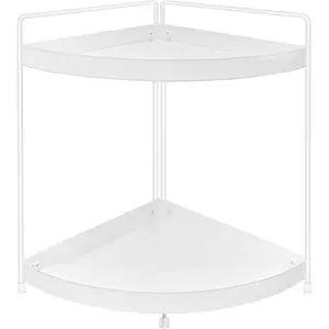 2 Tier Corner Shelf Rack Counter Cabinet Organizer Makeup Cosmetic countertop Organization and Sink Organizers Perfume Trays for Dresser White