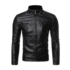 Motorcycle Jacket Men,Winter Men's Casual Stand Collar Motorcycle Leather Jacket by Hide Crafts
