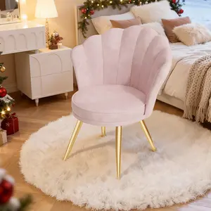 Velvet Accent Chair with Gold Metal Legs,Bedroom Princess Dressing Chair,Vanity Chair for Makeup Room, Upholstered Guest Chair for Living Room Lightweight And Sturdy Sturdy Structure