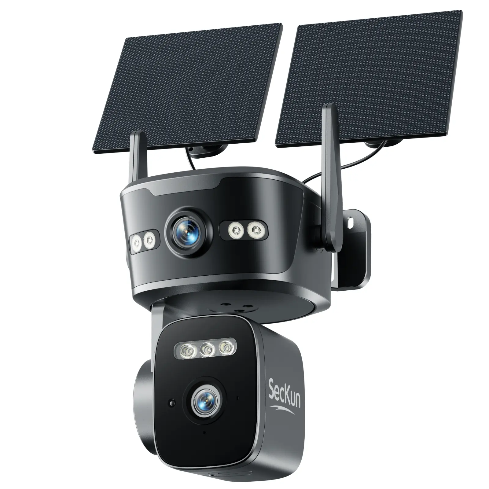 Starlight Color Night Vision Camera, 2K Solar WiFi Security Camera, Dual Lens PTZ with F1.0 Super-Aperture Lens, Dual Solar Panels + 10000mAh Battery for 24/7 Recording, No 4G Data Plan Needed, AI Human Detection, Auto Tracking & Smart Alerts