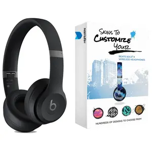 Beats Solo 4 Bluetooth Wireless On-Ear Headphones with MightySkins Protective Skins Bundle - Matte Black