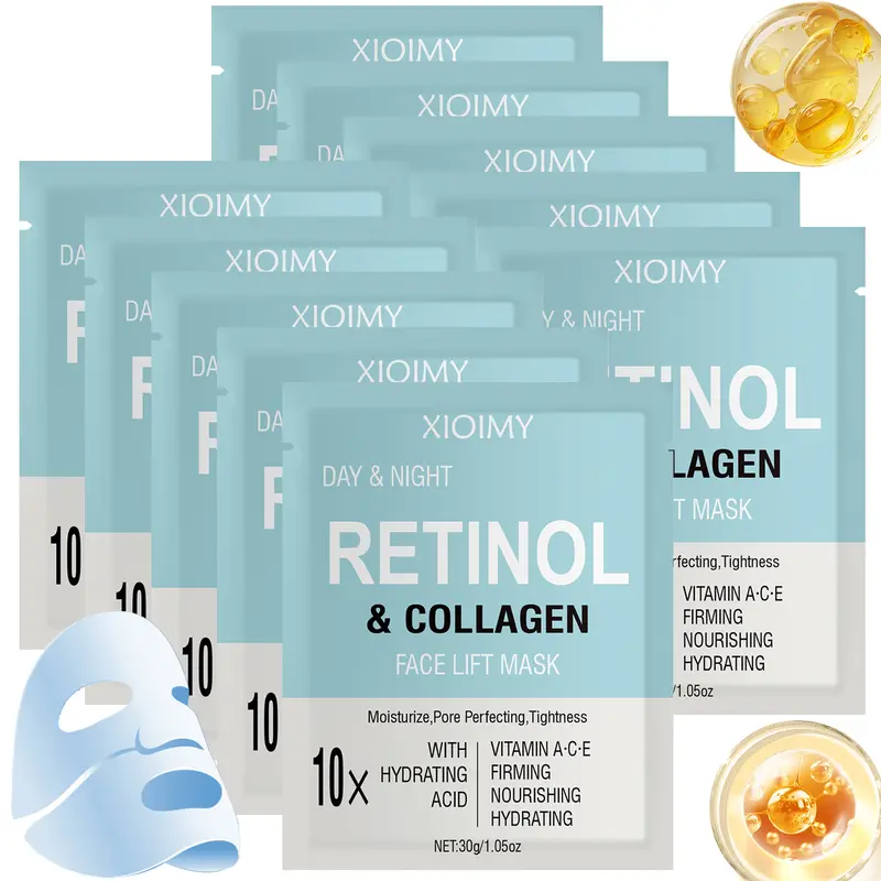 10pcs Retinol &, Hyaluronic Acid & Vitamins a C E, Deep Moisture, Brightening, Smooth Skin Care Treatment, Hydrating Firming Brightening, Cosmetics