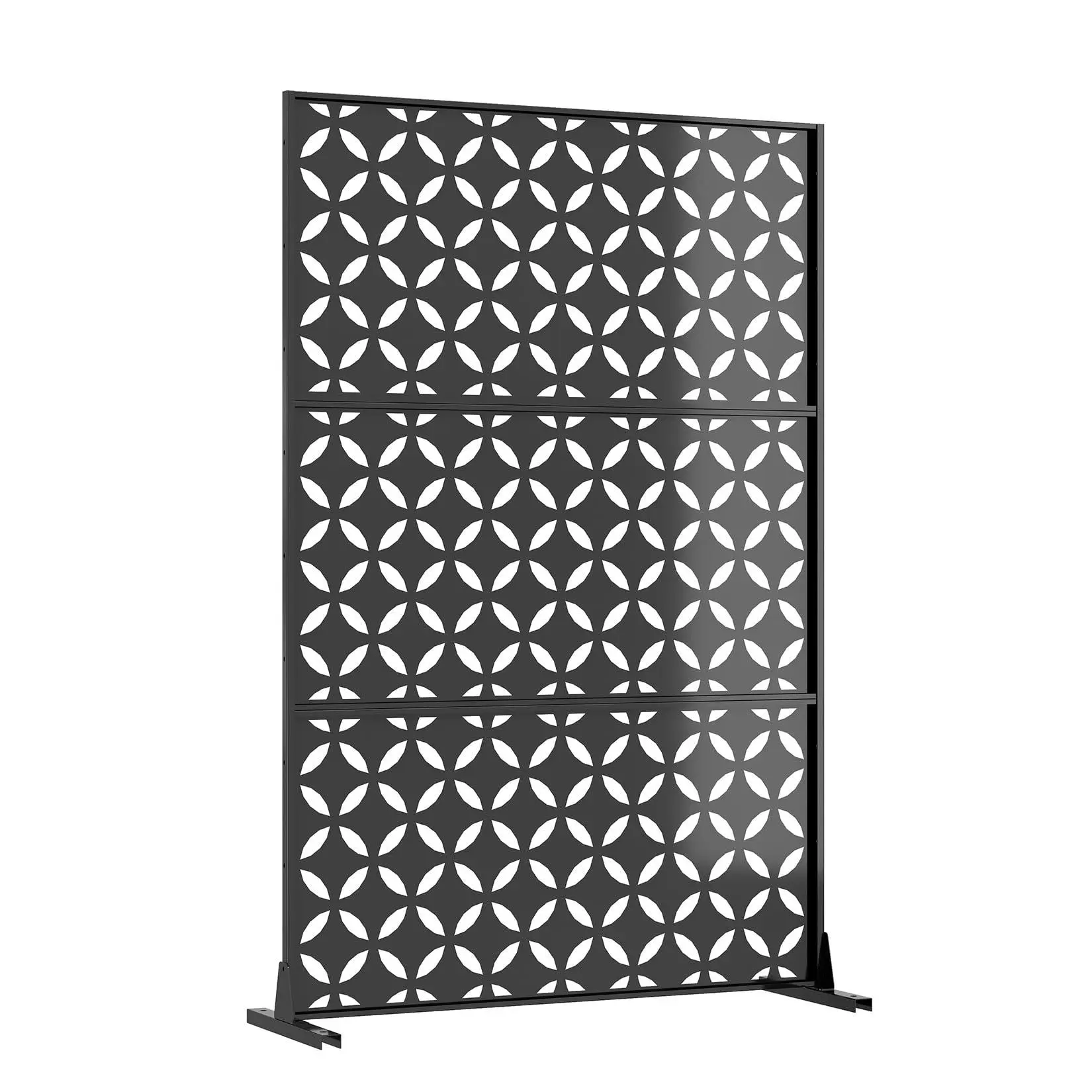 GARVEE 72" x 47" Metal Privacy Screen for Outdoor, Freestanding Garden Divider Panel with Laser Cut Tropical Leaf Design, Weatherproof Fence for Patio, Deck, Backyard - Square Money