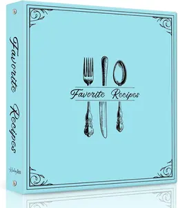 Recipe Binder with Plastic Sleeves, Full Page Cards and Dividers,  Recipe Binder 8.5x11 3 Ring, Blank Recipe Book Binder to Write in Your Own Recipes (Light blue)