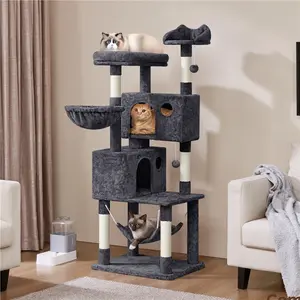 【Valentine Gift】Yaheetech 64.5/73'' Cat Tree Large Cat Tower with Condos Platform Perch Hammock Scratching Posts Plush Cat House