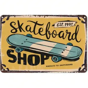 Aluminum Skateboard Deck Vintage Accessories 8x12 Inch Retro Metal Wall Art Decor Rustic Garage Bar Man Cave Shop Sign Home Decor