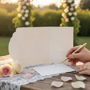 25pcs of Stylish Black And White Blank Foldable Invites - Perfect for Weddings, Engagements, Valentine'S Day, Christmas, And Thanksgiving - Made from High-Quality Paper with a Beautiful End, Ideal for Special Events And Marriage Proposals