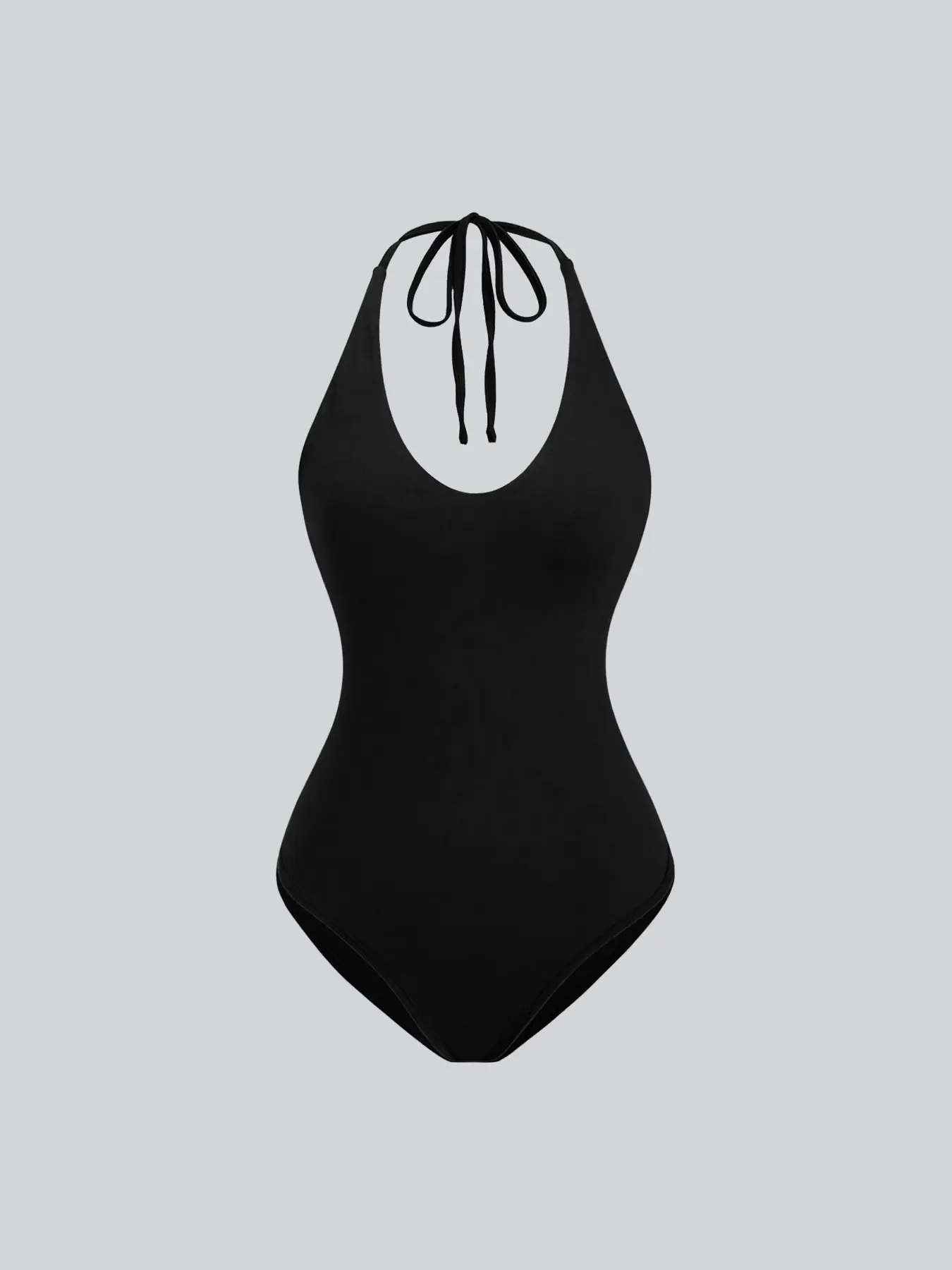 Women's Summer U-Neck Halter Knit Bodysuit: Adjustable Tie-Back Detail & Open Back Design - Solid Color Slim-Fit Cover-Up for Beach Days & Casual Outings