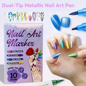 10 Color Nail Doodle Pen, Suitable For Home And Salon Diy, Professional Details And Long-Lasting, Quick Drying Acrylic Paint Pen DIY Nail Art,Nail Art Pen Set