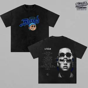 Blessd E.P.H.D.M Vintage Washed Oversized T-Shirt, El Mejor Hombre Del Mundo Album Graphic Tee, Double Sided Heavyweight Cotton Latin Trap Reggaeton Streetwear Shirt, Siempre Blessd Music Merch Unisex Fan Gift