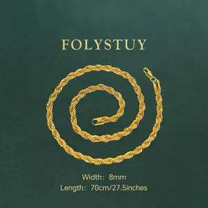 Twist Necklace [FOLYSTUY] This exquisite handmade twist necklace comes in three widths: 3mm, 4mm, and 8mm. The length ranges from 19 inches to 28 inches. The available styles include Y0005M, Y109, and Y156.