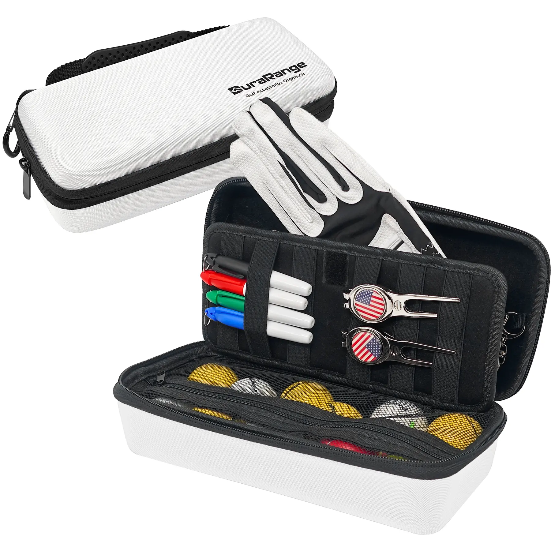 Golf Glove Holder Case with Glove Shaper, Portable Golf Accessories Organizer for Men & Women Golf Supply Golf Equipment