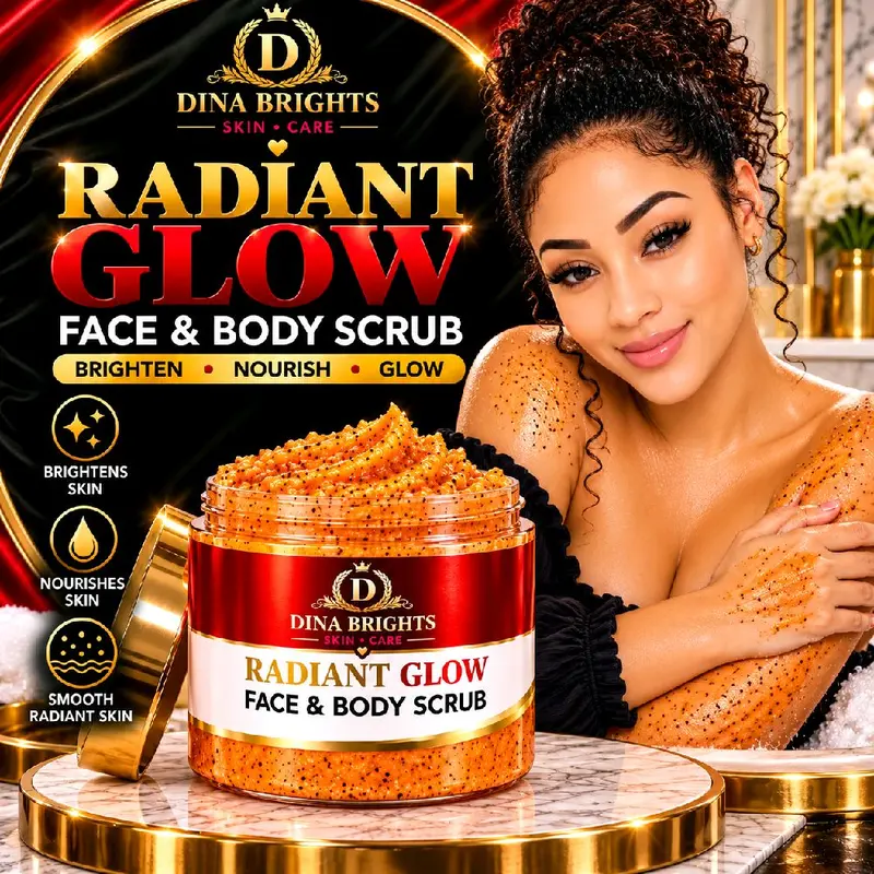 RADIANT GLOW FACE & BODY BRIGHTENING SCRUB – DUAL-ACTION EXFOLIATING GLOW FOR SMOOTH, POLISHED & REVITALIZED-LOOKING SKIN.